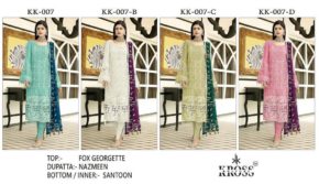 KROSS KULTURE KK-007 FOX GEORGETTE Semi-stitched Pakistani Suits Wholesale Catalog b2btextile.in
