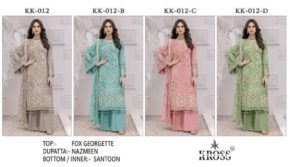 KROSS KULTURE KK-012 FOX GEORGETTE Semi-stitched Pakistani Suits Wholesale Catalog b2btextile.in