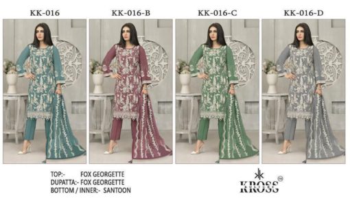 KROSS KULTURE KK-016 FOX GEORGETTE Semi-stitched Pakistani Suits Wholesale Catalog b2btextile.in