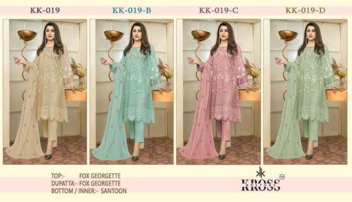 KROSS KULTURE KK-019 FOX GEORGETTE Semi-stitched Pakistani Suits Wholesale Catalog b2btextile.in