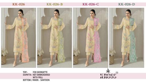 KROSS KULTURE KK-026 FOX GEORGETTE Semi-stitched Pakistani Suits Wholesale Catalog b2btextile.in