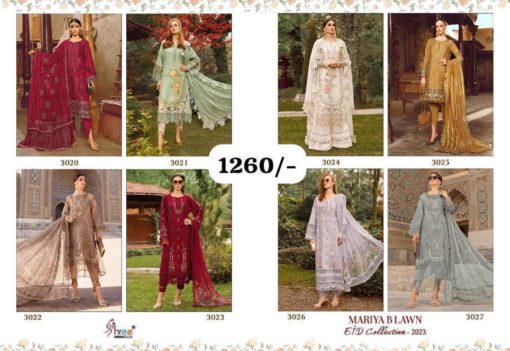 Shee Fabs Maria B Lawn Eid Collection 2023 Pakistani Lawn Suits 8 Designs Catalog b2btextile.in
