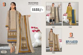 Shraddha Designer Bin Saaeed Ready Made Collection Pakistani Lawn Suits 3 Designs Catalog b2btextile.in
