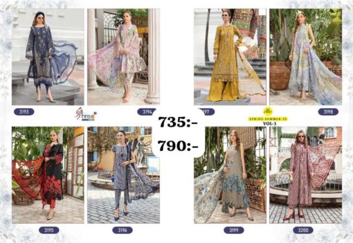 Shree Fabs M Prints Spring Summer 23 VOL 3 Pakistani Lawn Suits 8 Designs Catalog b2btextile.in