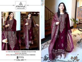 Anamsa Velvet Embroidered Pakistani Suit Anamsa-255