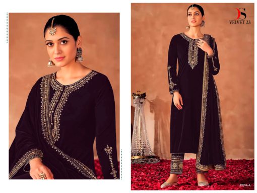 DEEPSY SUITS Velvet Embroidered Pakistani Suit Velvet 23